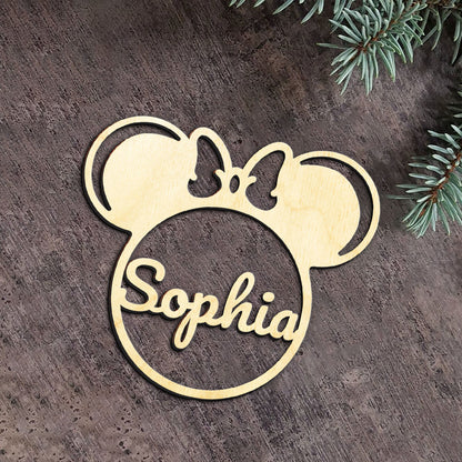 Minnie Personalized Wood Ornament DS-002