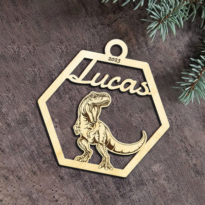 T-Rex Personalized Wood Ornament DS-001
