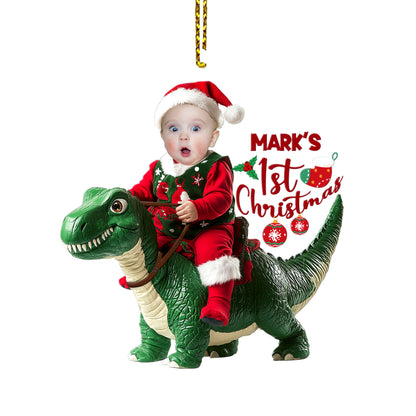 Santa Kid Riding Dinosaur - Personalized 1-Side Acrylic Ornament DSACOHLT1844TA