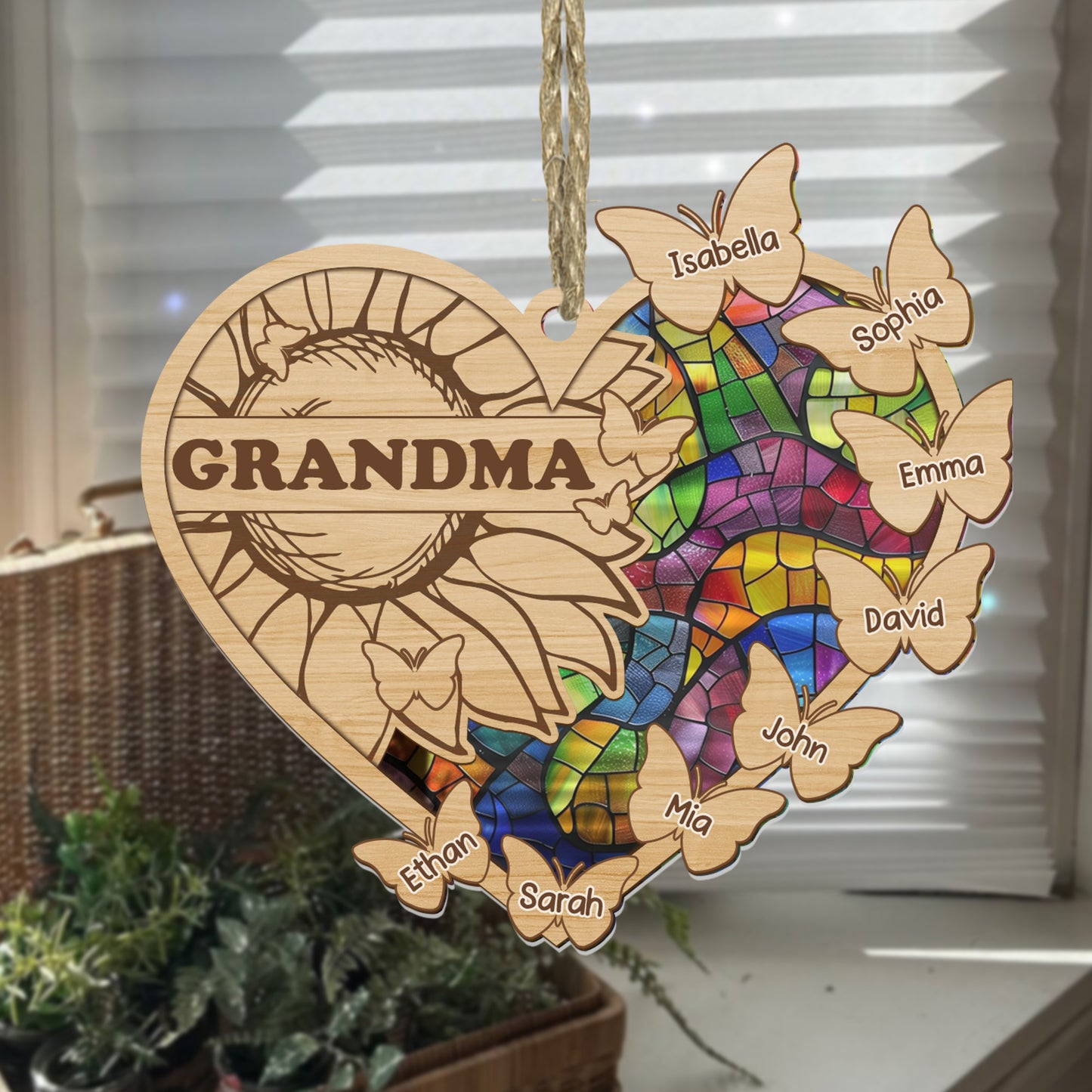 Nana Heart Butterfly - Personalized Suncatcher Ornament DSSUNOLTN1050T