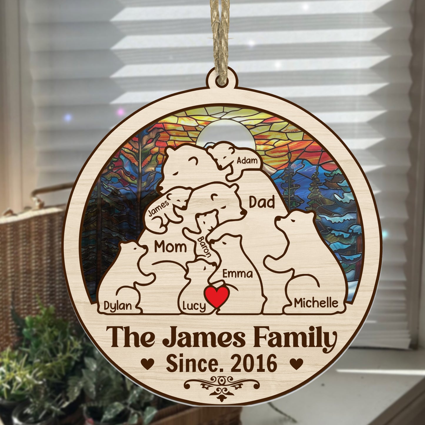 Bear Family - Personalized Suncatcher Ornament DSSUNOPTN1063L