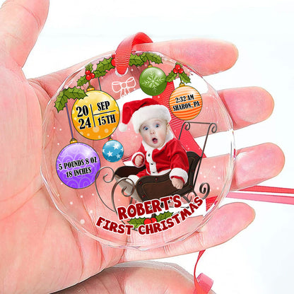 Baby First Christmas - Personalized Custom Glass Ornament DSURGOPHLT1693TA