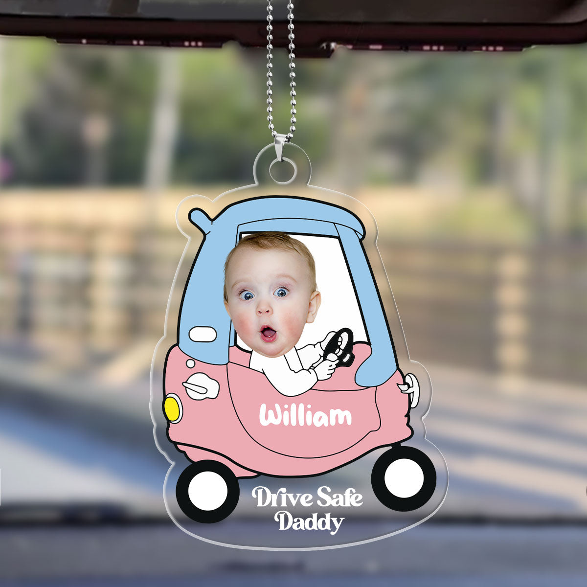 Drive Safe Daddy Mommy - Personalized Custom Car Ornament DSUPCHOHLPA2299L