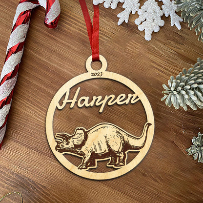 Triceratops Personalized Wood Ornament DS-001