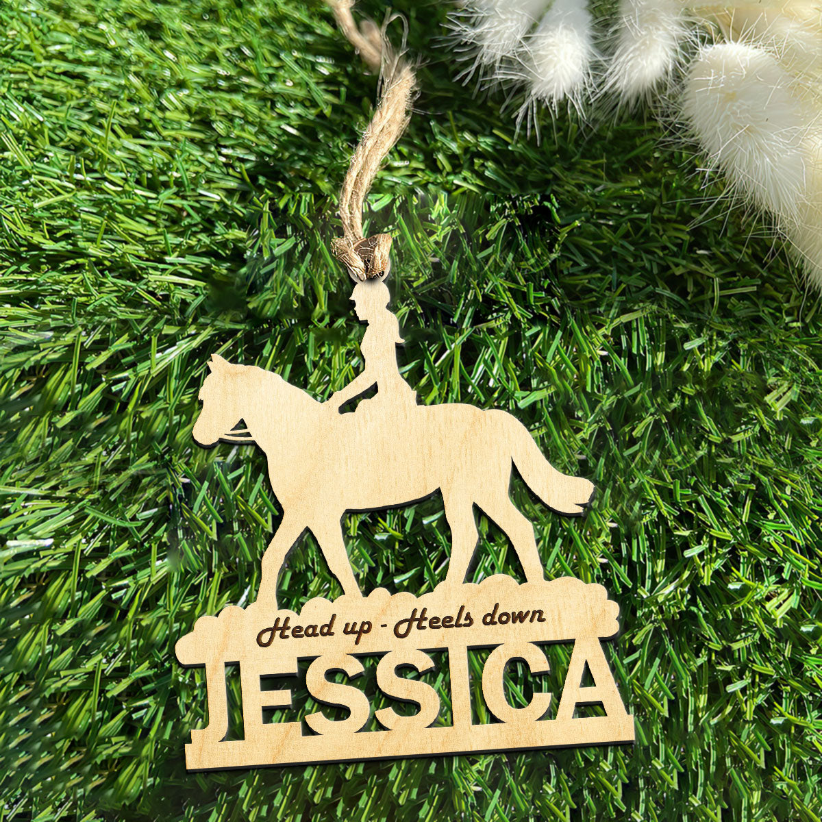 Head Up - Heels Down - Personalized Wood Ornament DS-51
