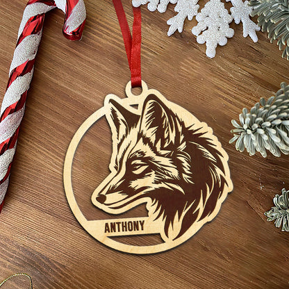 Fox Personalized Wood Ornament DS-17