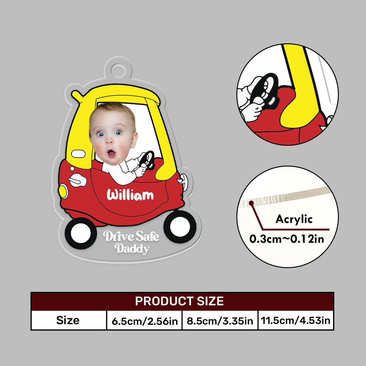 Drive Safe Daddy Mommy - Personalized Custom Car Ornament DSUPCHOHLPA2299L