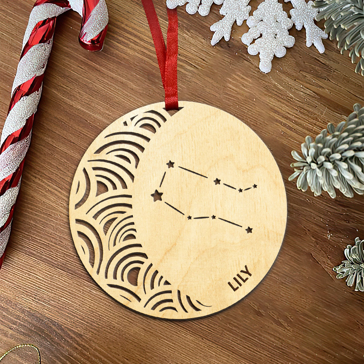 Gemini Constellation Personalized Wood Ornament DS-005