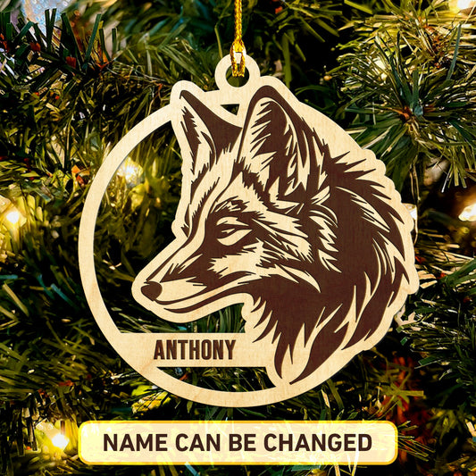 Fox Personalized Wood Ornament DS-17