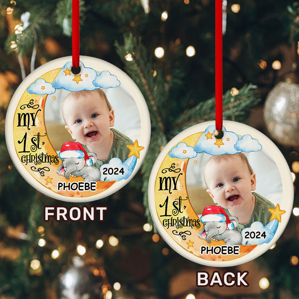 My First Christmas - Personalized Round Shaped Ceramic Ornament DSRSCOHLN2512T