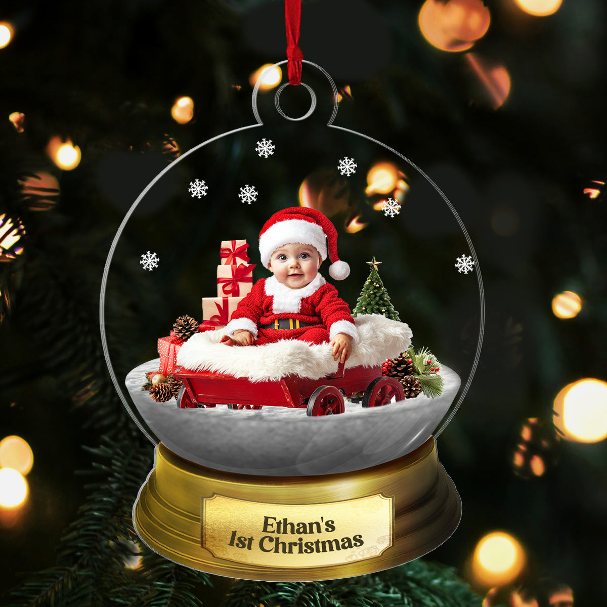 Baby's 1st Christmas Snow Globe - Personalized 1-Side Acrylic Ornament DSACOHLPA2237T