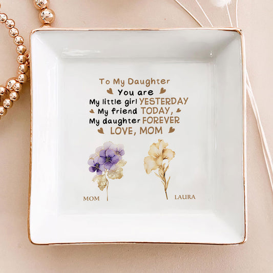 To My Daughter Birth Month Flower - Personalized Jewelry Dish DSJDHLPA2521T