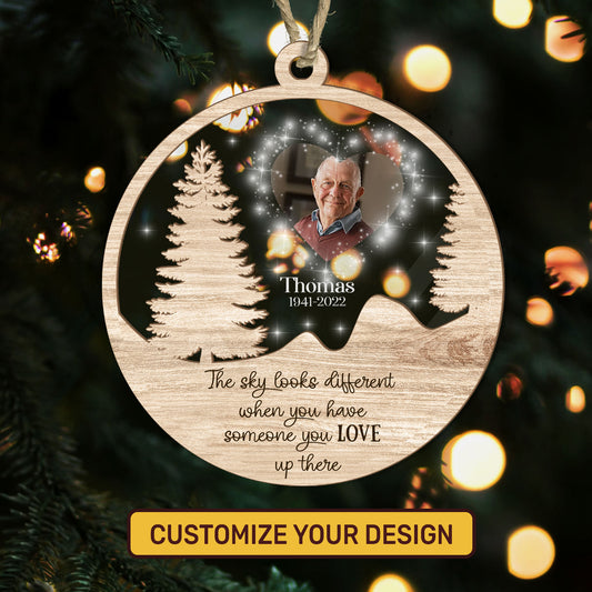 The Sky Looks Different Personalized Memorial - Personalized Wood & Acrylic Ornament DSWAOLEN1820L