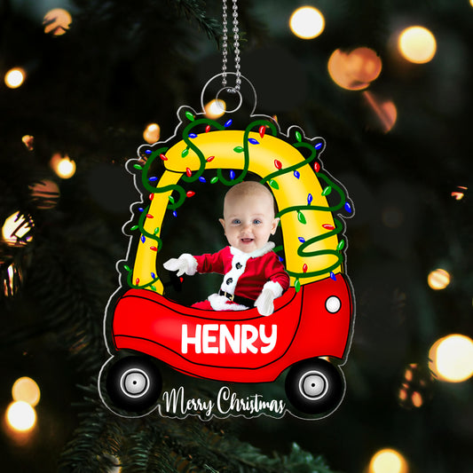 Merry Christmas Little Tikes Cozy Coupe - Personalized 1-Side Acrylic Ornament DSACOHLN2298M