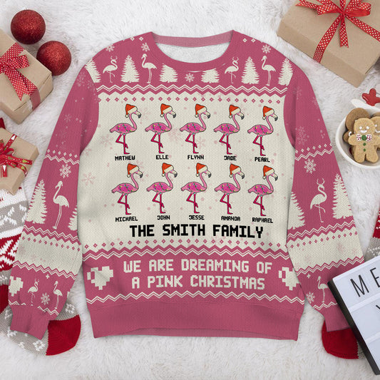 We Are Dreaming Of A Pink Christmas - Personalized Wool Sweater DSWSWHLN2366M