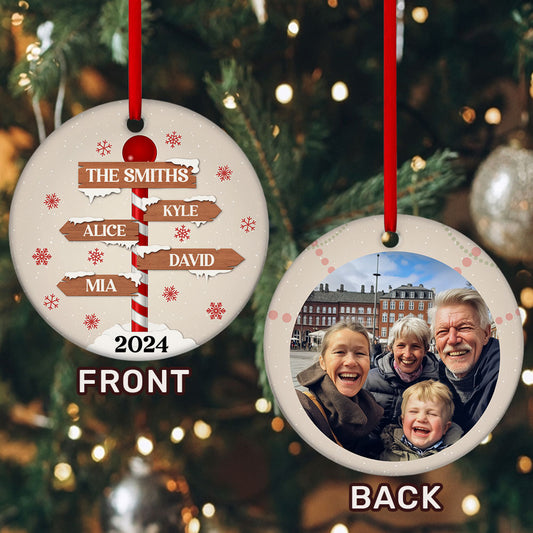 Family Christmas North Pole - Personalized Round Shaped Ceramic Ornament DSRSCOHLPA2586D