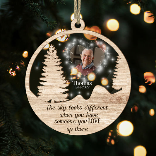 The Sky Looks Different Personalized Memorial - Personalized Wood & Acrylic Ornament DSWAOLEN1820L