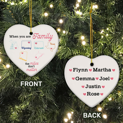 Long Distance Family Besties - Personalized Heart Shaped Ceramic Ornament DSHCOHLN2177T