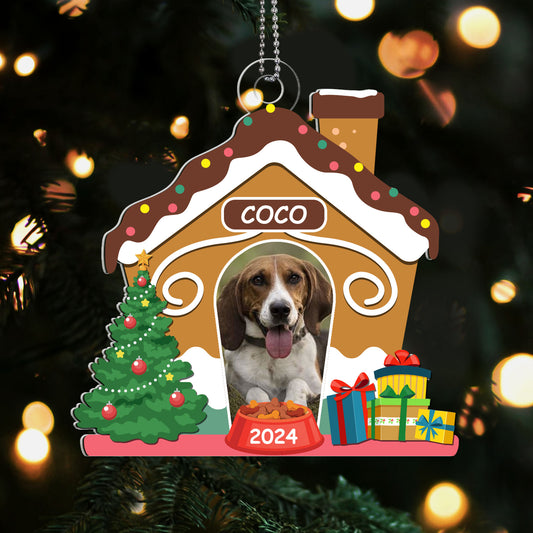 Custom Dog Photo Christmas Dog House - Personalized 1-Side Acrylic Ornament DSACOHLN2006TA