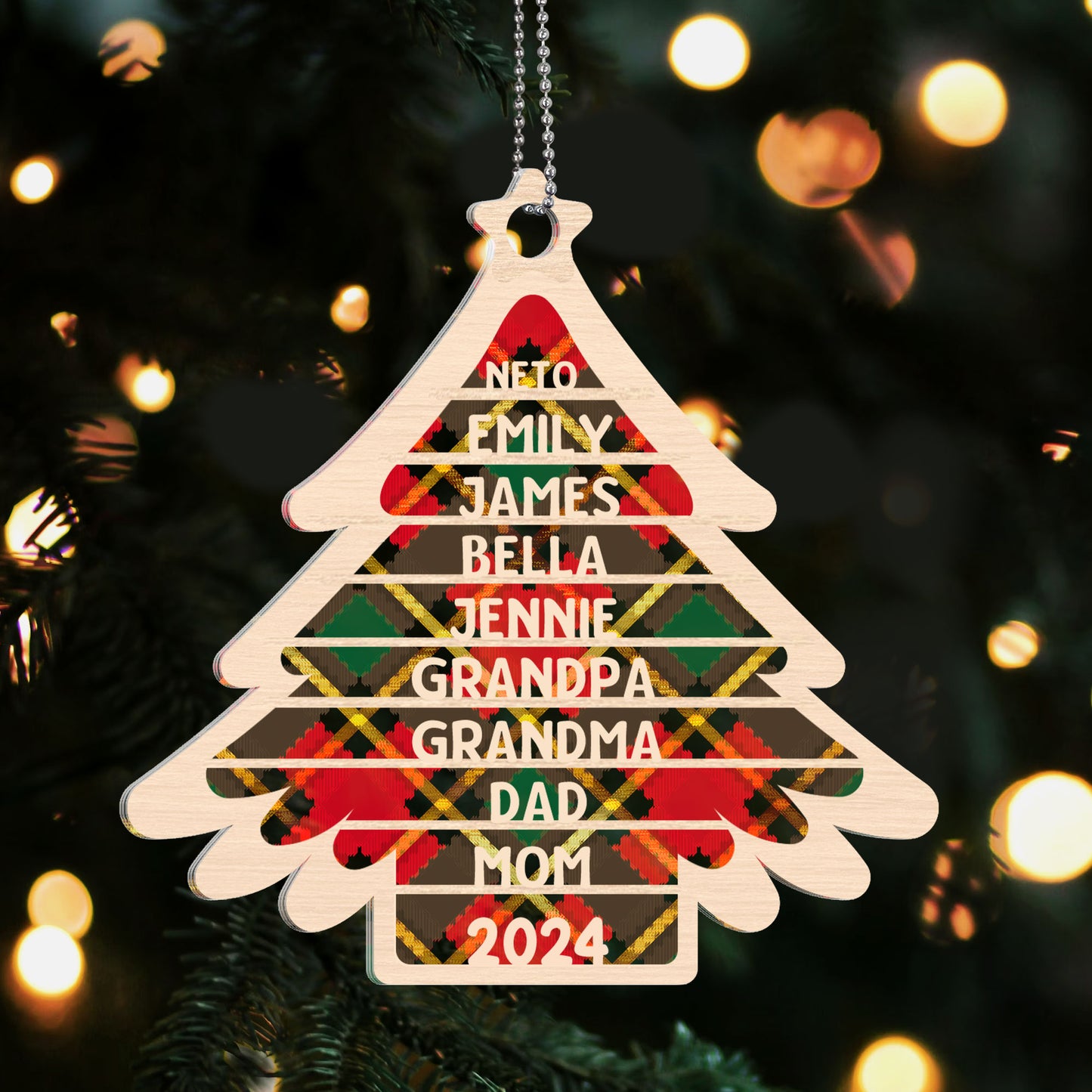 Family Name Christmas Tree - Personalized 1-Side Acrylic Ornament DSACOHLPA2045L