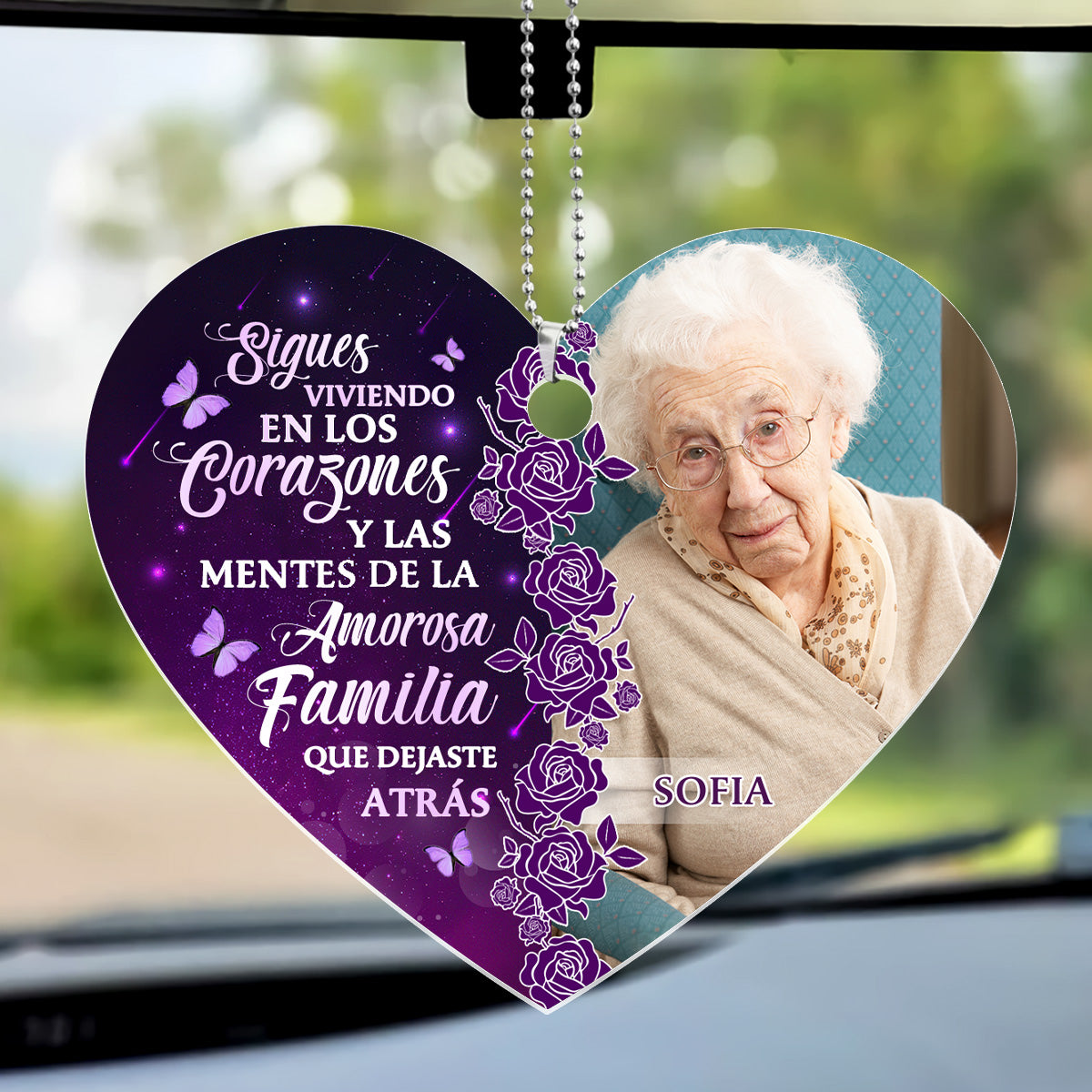 Sigues Viviendo En Los Corazones - Personalized Custom Car Ornament DSUPCHOHLPA2047TA