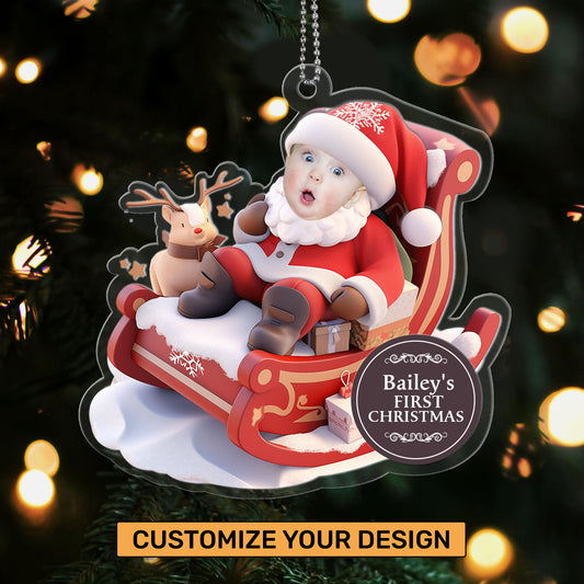 Baby First Christmas Red Sleigh - Personalized 1-Side Acrylic Ornament DSACOHLPA1686TA