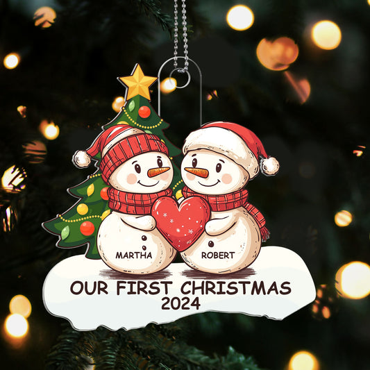 Our First Christmas Snowman Couple - Personalized 1-Side Acrylic Ornament DSACOHLN2380T