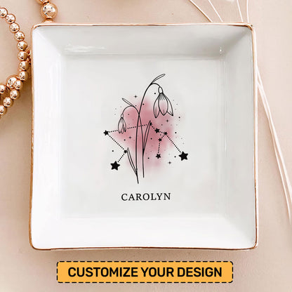 Flower Zodiac | Personalized Jewelry Dish DSJDHLPA1948M