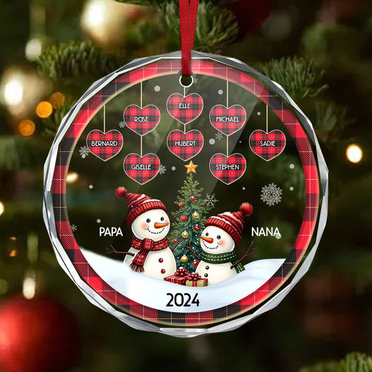 Christmas Grandparents Snowman - Personalized Custom Glass Ornament DSURGOPHLN2315T