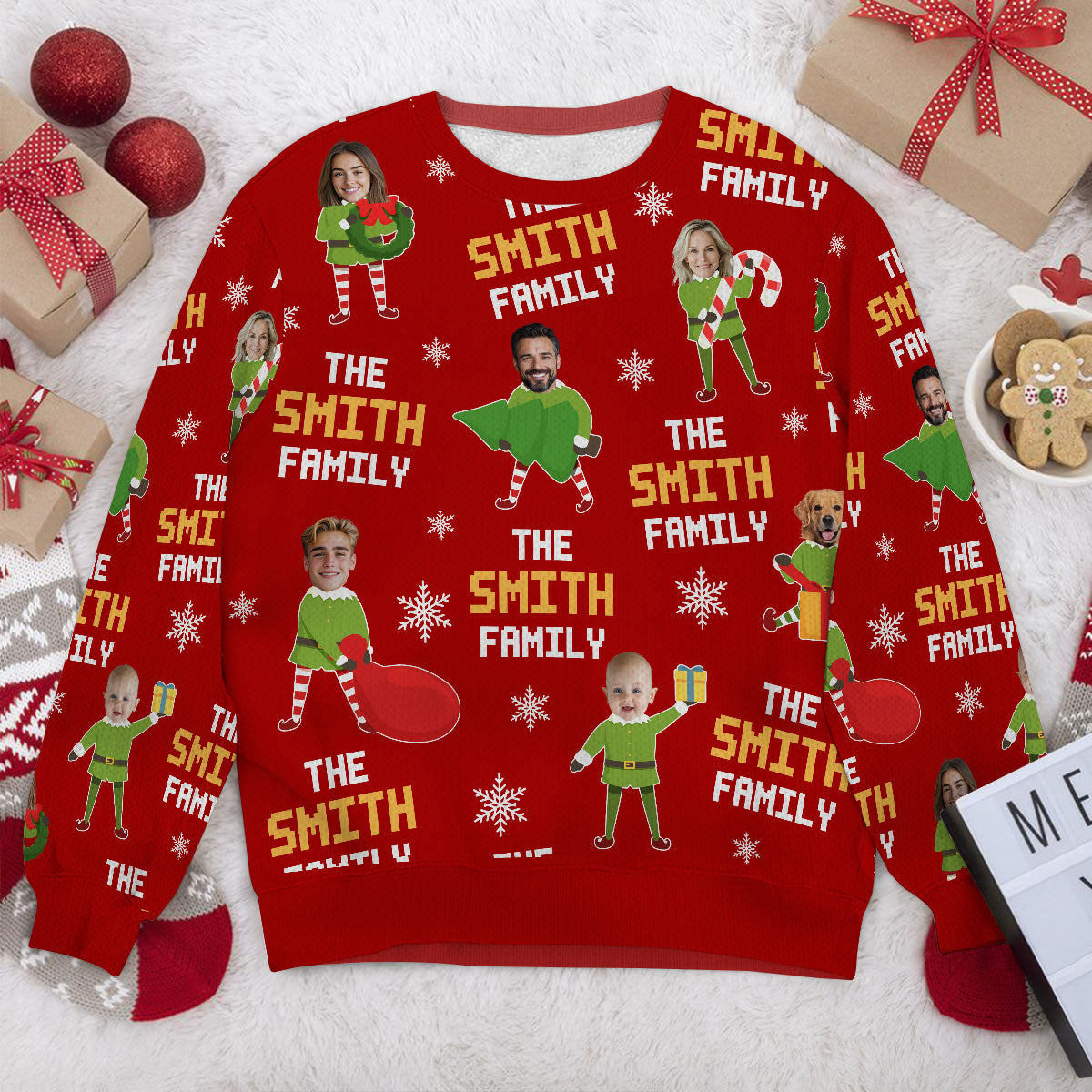 Funny Photos Elf Family Members | Personalized Wool Sweater DSWSWHLN2351M