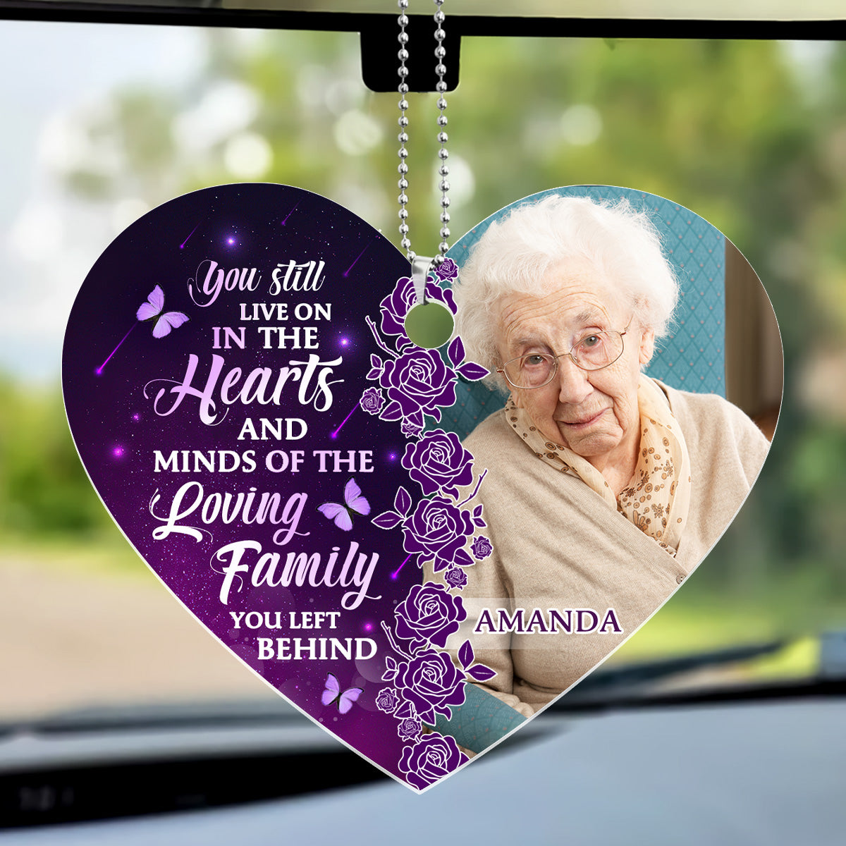 You Still Live On In The Hearts - Personalized Custom Car Ornament DSUPCHOHLPA2032TA