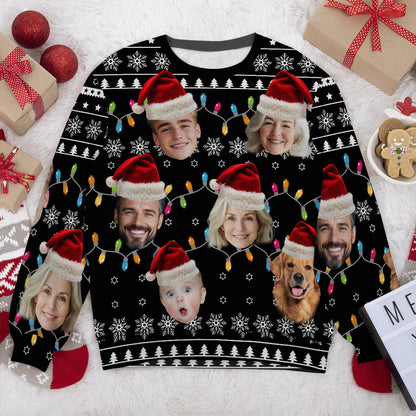 Face Family Photo Ugly Christmas | Personalized Wool Sweater DSWSWHLPA2342L