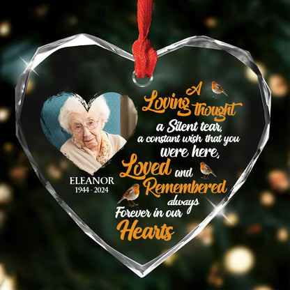 Forever In Our Hearts - Personalized Heart Shaped Glass Ornament DSHGOHLPA2120L