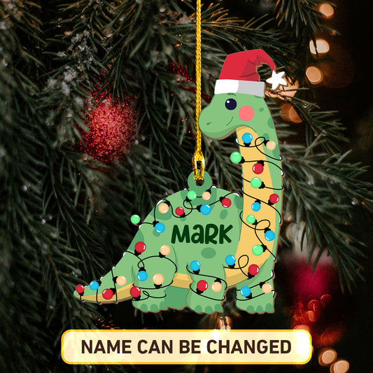 Dinosaur Lights Personalized Wood Ornament DS-27