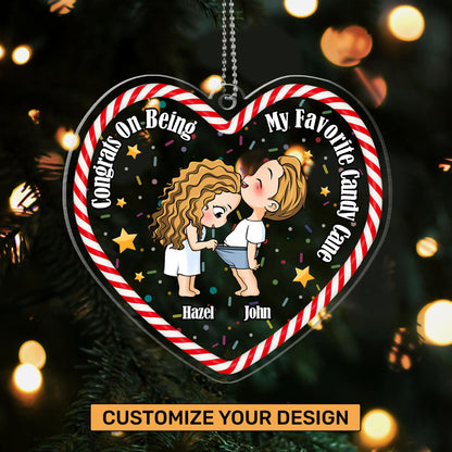 Funny Couple Congrats On Being My Favorite Candy Cane - Personalized 1-Side Acrylic Ornament DSACOLEH1583M