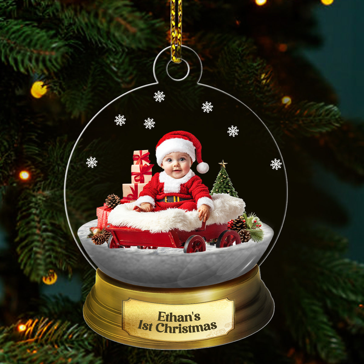 Baby's 1st Christmas Snow Globe - Personalized 1-Side Acrylic Ornament DSACOHLPA2237T