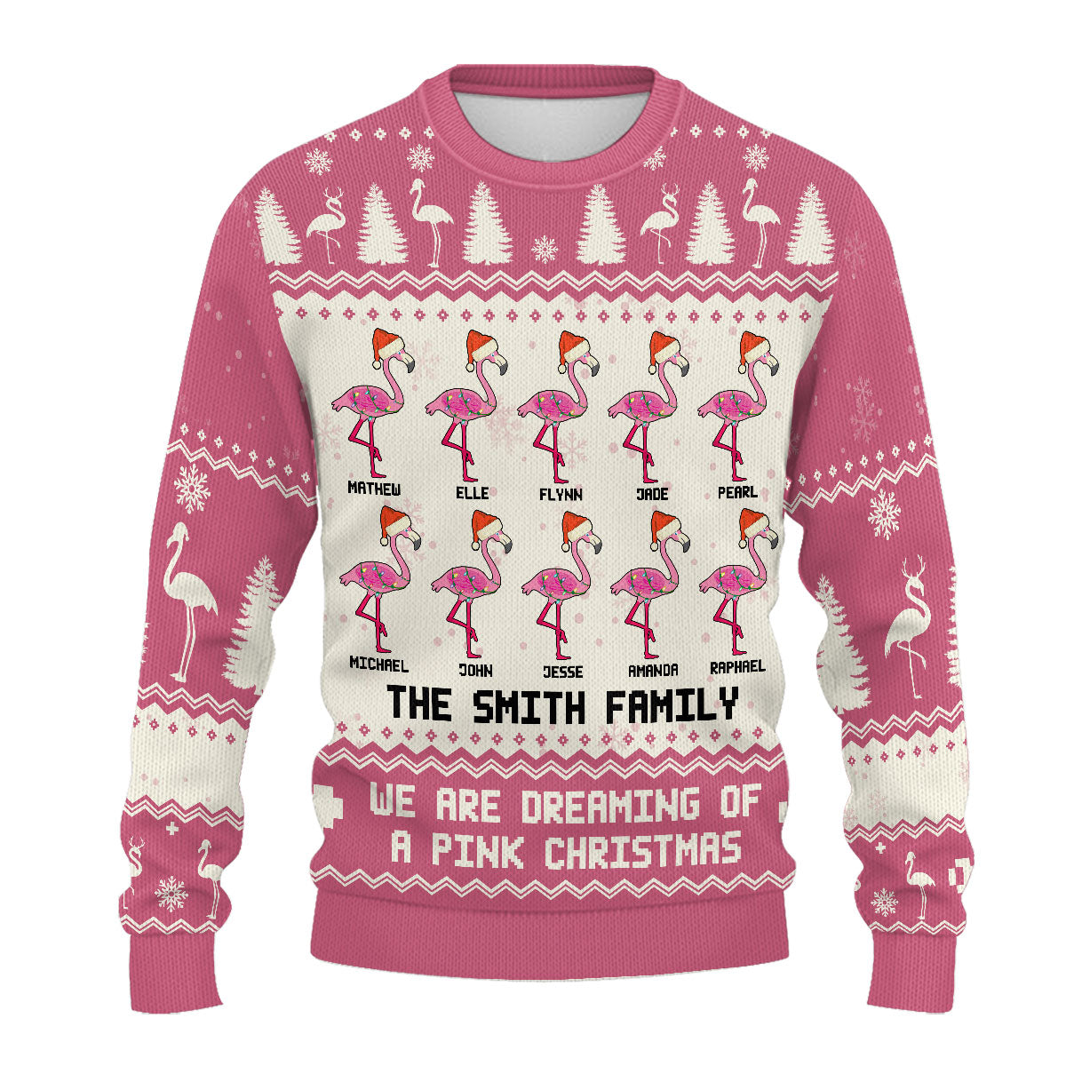 We Are Dreaming Of A Pink Christmas - Personalized Wool Sweater DSWSWHLN2366M