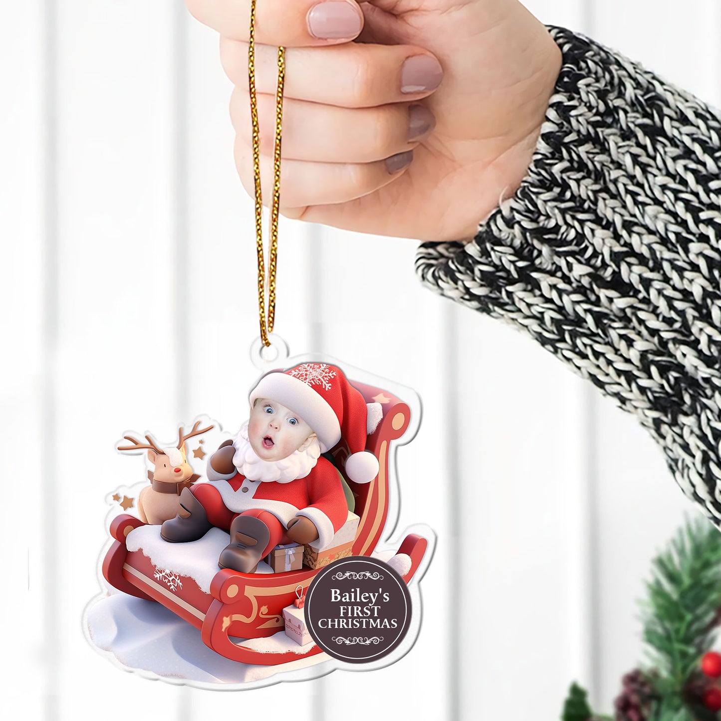 Baby First Christmas Red Sleigh - Personalized 1-Side Acrylic Ornament DSACOHLPA1686TA