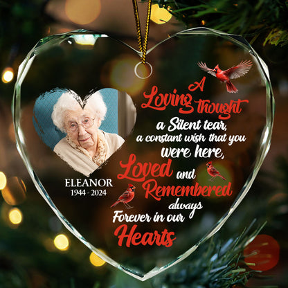 Forever In Our Hearts - Personalized Heart Shaped Glass Ornament DSHGOHLPA2120L