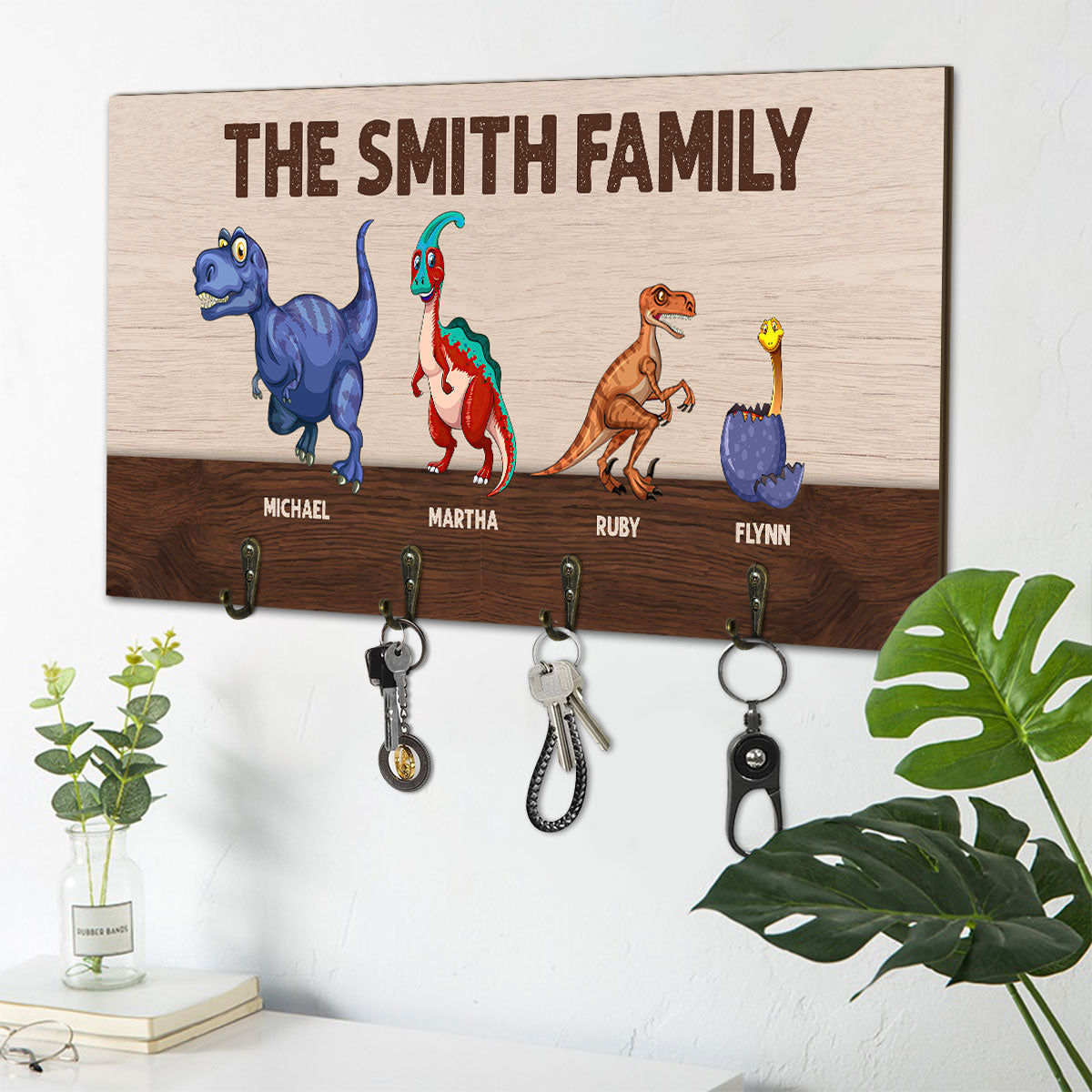 The Dinosaur Family - Personalized Key Holder DSUWKHCSDN1964TA