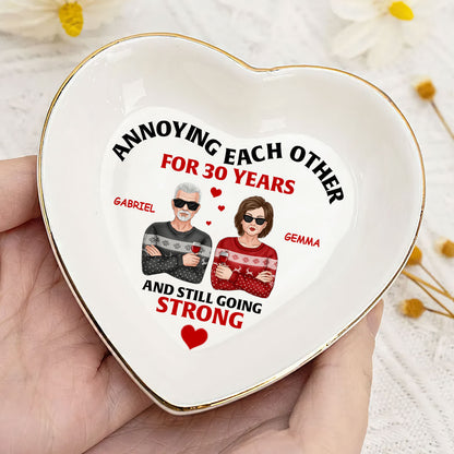 Annoying Each Other And Still Going Strong - Personalized Heart Shaped Jewelry Dish DSSHSCRDHLN2441L