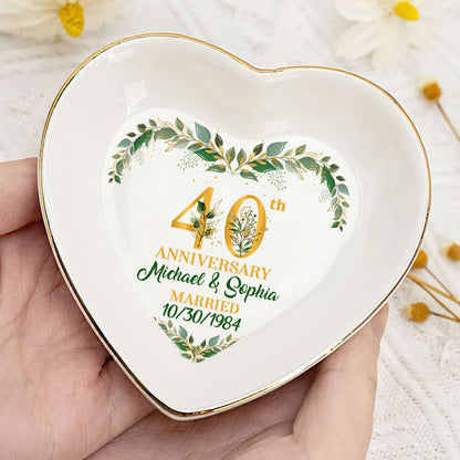 Wedding Anniversary - Personalized Heart Shaped Jewelry Dish DSSHSCRDHLN2423L