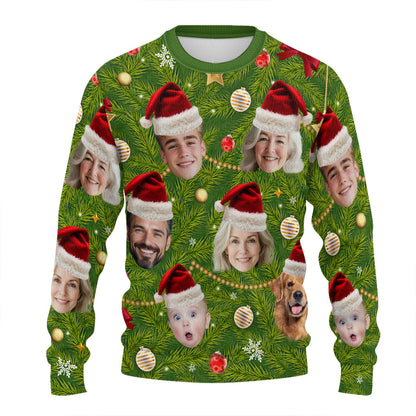 Face Family Photo Ugly Christmas | Personalized Wool Sweater DSWSWHLPA2342L