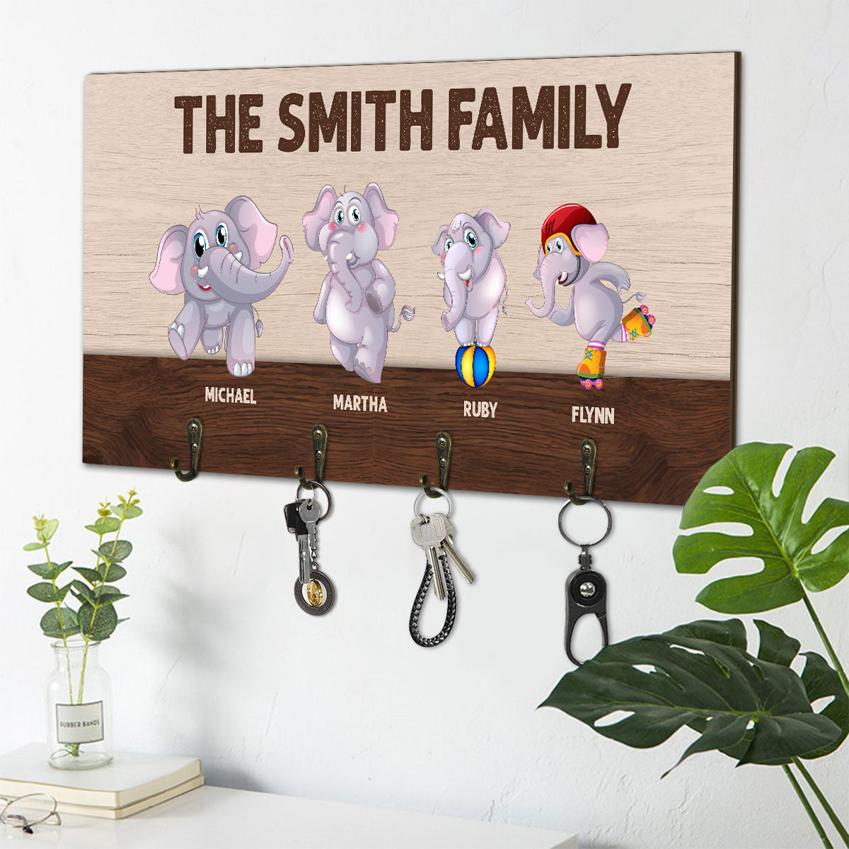 The Elephant Family - Personalized Key Holder DSUWKHCSDN1961L