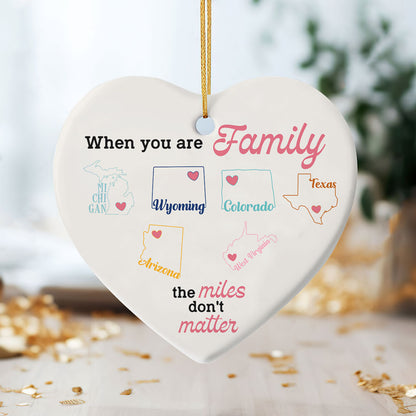 Long Distance Family Besties - Personalized Heart Shaped Ceramic Ornament DSHCOHLN2177T