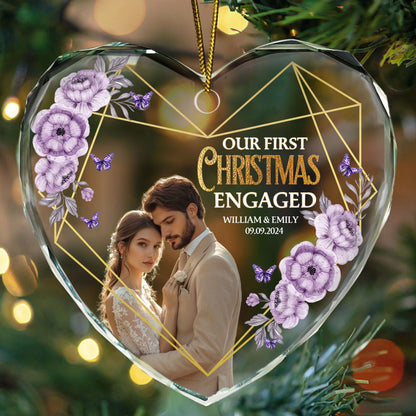 Our First Christmas Married - Personalized Heart Shaped Glass Ornament DSHGOHLPA2325M