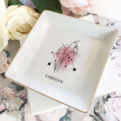 Flower Zodiac | Personalized Jewelry Dish DSJDHLPA1948M