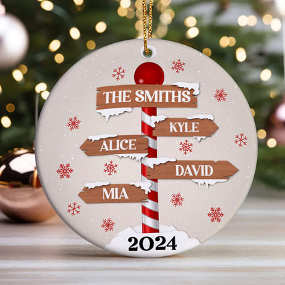 Family Christmas North Pole - Personalized Round Shaped Ceramic Ornament DSRSCOHLPA2586D