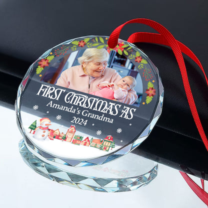 Custom Photo First Christmas As Grandma Grandpa - Personalized Custom Glass Ornament DSURGOPHLPA2037M