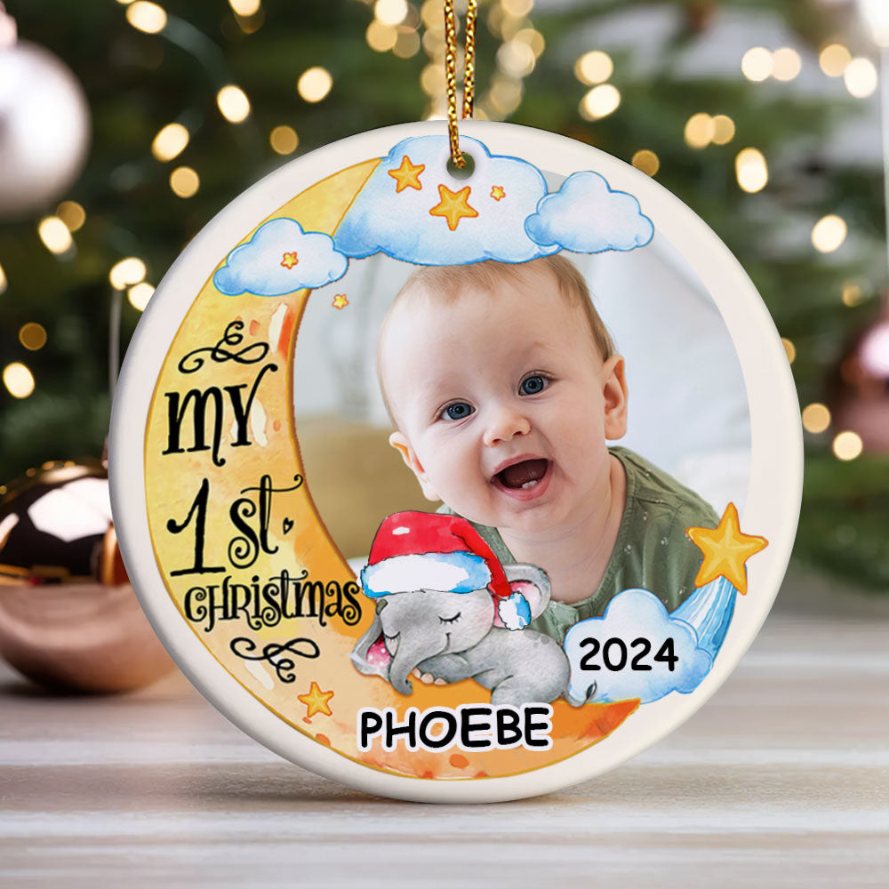 My First Christmas - Personalized Round Shaped Ceramic Ornament DSRSCOHLN2512T